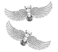 OFFIGAM 2 Pcs White Angel Wing Rhinestone Shoe Clips with Removable Design and Dazzling Crystal Embellishments Zinc Alloy Bridal Shoe Accessories for Weddings and Evening Events