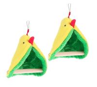 OFFIGAM 2 Sets Green Triangle Parrot Sleeping Nests with Bird Stand, Comfortable Wood and Cotton Pet Nests for Parakeets, Suitable for Indoor and Outdoor Use