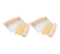OFFIGAM 2 Sets Mini Broom and Dustpan Set with Nylon and Beech Brushes for Cleaning Household Surfaces and Keyboards, Portable Lightweight Detail Brush for Hard-to-Reach Spaces