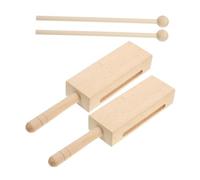 OFFIGAM 2 Sets Wood Block Instrument with Mallet and Convenient Handle Reliable Wooden Percussion Instrument for Beginners and Professional Musicians Easy Holding Music for Rhythm