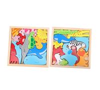 OFFIGAM 2 Sets Wooden Stacking Animal Educational for Multi-theme Balance and Hand Control Games Montessori-inspired Learning for Cognitive and Social Development