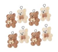 OFFIGAM 24pcs Bear Charms with Bow for DIY Jewelry Making Cute Pendant Decorations for Earrings Bracelets Keychains Craft Supplies for Adults