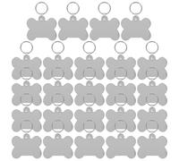 OFFIGAM 24pcs DIY Blank Key Ring Heat Transfer Key Ring Mdf Material Double-side Printed Silver Colour Hands-on Ability Festival Birthday