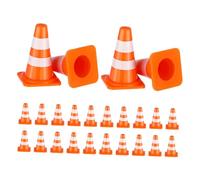 OFFIGAM 24pcs Mini Traffic Cones Set for Kids Orange Construction Road Signs and Safety Barricades Educational Learning Toys for Pretend Play and Dollhouses