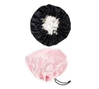 OFFIGAM 2pcs Adjustable Boys and Girls Satin Sleep Cap Soft Elastic Hair Care Hats for Toddlers Shower and Sleep Use Pink