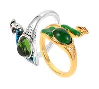 OFFIGAM 2pcs Adjustable Knitting Crochet Rings Peacock Pattern for Left Right Hand Knitting Sewing Quilting