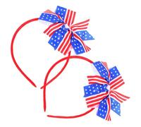 OFFIGAM 2pcs American Flag Headband with Vibrant Colours and Comfortable Fit, Soft Cloth Patriotic Hair Accessory for Holiday Parties and Patriotic Celebrations