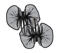 OFFIGAM 2pcs Black Bow Hair Claw Clips Sparkly Rhinestone Mesh Tulle Hair Accessories Lightweight Breathable Elegant Ponytail Holders for Women Weddings Parties Daily Wear