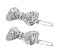 OFFIGAM 2pcs Bow Hair Clips with Rhinestone Alloy, Sparkle Side Clips for Hair with Dazzling Effect, Classic and Versatile Decorative Barrettes for Women, for Daily and Party Use