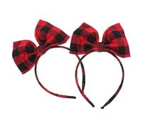 OFFIGAM 2pcs Boys and Girls Bowknot Headbands Red Plaid and Black Knitted Cloth Hair Bands Party Photo Props Children Hair Accessories