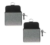 OFFIGAM 2pcs Car Air Vent Storage Organizer with Rhinestones, Leather Hanging Bag Pocket Case, Multifunctional Design that Won’t Block Airflow, for Dashboard Quick Access and Holding