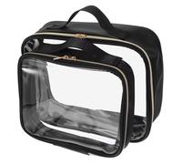 OFFIGAM 2pcs Clear Makeup Bags Portable Toiletry Cosmetic Organizer for Travel Large Small Durable Easy to Clean Zipper Closure Multi Functional Use for Makeup Toiletries and More