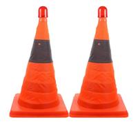 OFFIGAM 2pcs Collapsible Traffic Cones with LED Light for Road Safety Management, Reflective 45cm Emergency Safety Cones Made of Sturdy Cloth and Abs for Easy Transportation and Settings