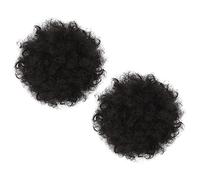 OFFIGAM 2pcs Curly Bun Hairpieces Afro Puff Synthetic Hair Extensions for Women Lightweight Drawstring Chignon Updo for Parties Cosplay and Daily Use