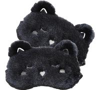 OFFIGAM 2pcs Cute Cartoon Black Cat Sleep Mask for Women, Soft Light Blocking Eye Cover for Daily Use, Comfortable Sleeping Mask for Night Rest