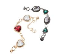 OFFIGAM 2pcs DIY Phone Case Charms Chain with Heart Pearl Beads Alloy Material Decorative Phone Hanging Bracelet for Dressing and Decorations
