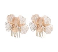 OFFIGAM 2pcs Elegant Gold Floral Hair Comb Handmade Baroque Wedding Hairpiece for Brides Bridesmaids Petal-shaped Decorative Side Combs Vintage Bridal Accessory for Special Events