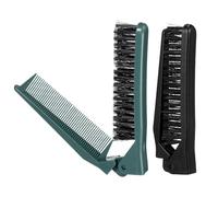 OFFIGAM 2Pcs Folding Hair Comb Set for Travel and Home Use, Portable Dual-Tooth Hairbrush for Straight and Curly Hair Styling, Compact Salon Hairdressing Comb in Dark Green and Black