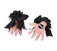 OFFIGAM 2pcs Halloween Hair Clips with Black Cloth Severed Hand and Spider Design, Gothic Lolita Style Hair Barrettes for Escape Room Event or Theme Party, Versatile Styling with Secure