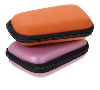OFFIGAM 2pcs Hard Drive Carrying Case Portable Storage Box with Protective Hard Shell for SSD and Hdd, Cable Organizer for Travel and Computer Accessories, Orange and Pink
