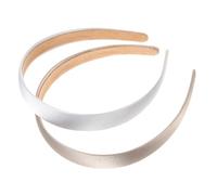 OFFIGAM 2Pcs Headwear Broadside Hair Bands for Women Durable Hair Accessories Gold White for Parties Weddings Fitness and Daily Use