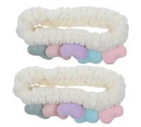 OFFIGAM 2pcs Heart Washing Face Hair Bands Soft Spa Facial Hair Ties for Makeup Skincare Yoga Head Wraps for Everyday Use Comfortable Clips