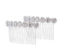 OFFIGAM 2pcs Luxury Alloy Sunflower Comb Wedding Hair Hair Styling Comb Crystals Silver Accessories for Prom and Parties