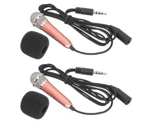 OFFIGAM 2pcs Mini Handheld Microphones for Computer and Tablet, Portable USB Recording Microphones with Human Voice, Stainless Steel and Sponge Material, Lightweight and Simple to Use