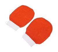 OFFIGAM 2pcs Orange Scrubbing Bath Gloves Exfoliating Body Mitts for Shower and Bath Dead Skin Removal Natural Texture for Adult Skin Care