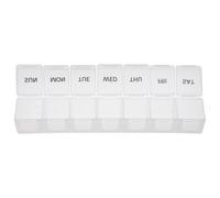 OFFIGAM 2pcs Portable Weekly Pill Boxes Plastic Organizer with Compartments Medicine Holder for Travel and Daily Vitamin Storage White