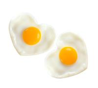 OFFIGAM 2Pcs Realistic Fried Egg Model Fake Food Decor for Restaurant Prop Lifelike Heart Shaped Decoration for Teaching Photography Kitchen Display