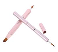 OFFIGAM 2pcs Retractable Dual-ended Lip Brush for Precision Lipstick and Lip Gloss Application, Portable Artificial Fiber and Aluminium Makeup Brushes for Carrying in A Purse Or Makeup Bag
