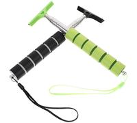 OFFIGAM 2pcs Retractable Rear View Mirror Squeegee Wipers for Car Window Cleaning, 22cm Collapsible to 101cm Extendable, Black and Green Car Side Glass Cleaner Tools