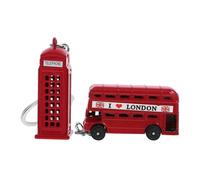 OFFIGAM 2Pcs Retro British Element Keychain Set London Bus Keyrings Creative Key Ring Souvenirs Chic Bag Hanging Charms for Travel Enthusiasts