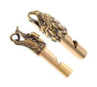 OFFIGAM 2pcs Retro Copper Whistle Keychain Set Brass Eagle and Dragon Head Emergency Camping Survival Whistles Portable Outdoor Metal Pendant for Hiking and Outdoor Activities