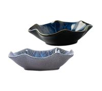 OFFIGAM 2Pcs Sauce Dish Japanese Style Lotus Leaf Pattern Dipping Plates for Condiments and Snacks Microwave Dishwasher Safe Gradient Blue and Smoke Grey Compact Stackable Tableware for