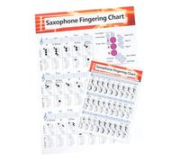 OFFIGAM 2pcs Saxophone Practice Charts with Quick Reference and Chord Diagrams on Coated Paper for Beginner and Experienced Saxophone Players