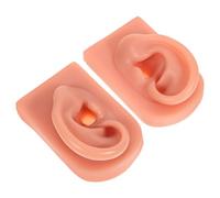 OFFIGAM 2pcs Silicone Ear Piercing Practice Models Soft Reusable Simulation Ears for Jewelry Training and Teaching Realistic Curvature for Students and Professionals Deep Skin Tone Left