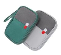 OFFIGAM 2Pcs Small Medicine Storage Bag Set, Portable Travel Nursing Pouch with Zipper, Household Organizer for Camping, Hiking, and Daily Use - Green Grey