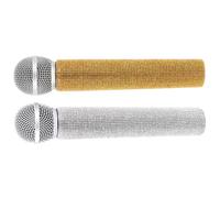 OFFIGAM 2Pcs Sparkly Simulation Microphone Prop Realistic Microphone for Stage Costume Speech Practice and Creative Pretend Play