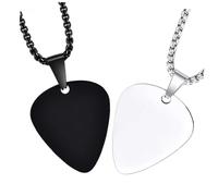 OFFIGAM 2pcs Stainless Steel Guitar Pick Necklace Rocker Musician Jewelry Lightweight Pendant for Guitar Players Stylish Accessory for Music Lovers for Guitarists