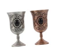 OFFIGAM 2pcs Vintage Metal Goblets with Ergonomic High Stem Shot Glasses for Home Decor Retro Cocktail Cups for Parties Bars Family Gatherings