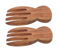 OFFIGAM 2pcs Wooden Salad Hands Natural Grain Wood Salad Claws and Gripper Servers for Pasta Fruit Mixing Kitchen Utensils and Easy to Clean