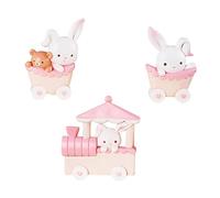 OFFIGAM 2sets Pink Rabbit Train Cake Toppers Adorable Birthday Cake Decor Charming Table and Room Ornaments for Showers and Celebrations Delightful Miniature Decor for Desserts and 3pcs*2