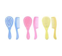 OFFIGAM 3 Sets 6Pcs Hair Comb and Shower Brush Set with Scalp Massager, Newborn Bathing Massage Hairbrush, Safe Small Comb for Hair Care Random Color Random Color