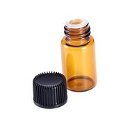 OFFIGAM 30 Pcs Mini Amber Glass Bottles with Black Lid for Essential Oils Perfumes Chemistry Samples Portable Sample Vials for Travel and Business Kits