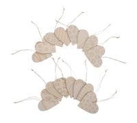 OFFIGAM 32pcs Heart-Shaped Wooden Hanging Ornaments for Valentine's Day Parties, Versatile Decorating Solution with Unique Engraving Design, Easy to Store Beige Wood Craft Decorations