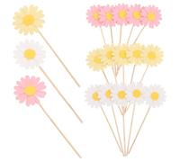 OFFIGAM 36pcs Daisy Flower Cake Toppers Double Layer Floral Picks for Birthday Shower Spring Parties Easy Use Cake Decorations for Elegant Desserts