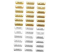 OFFIGAM 36Pcs Inspirational Alloy Word Charm Pendants for DIY Jewelry Making Pre-drilled Motivational Charms in Gold and Silver for Necklaces Bracelets Keychains and Craft Accessories
