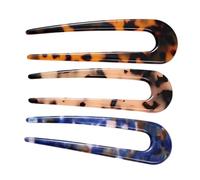 OFFIGAM 3pcs Acetate Hair Pins for Women Elegant Updo Hair Forks Simple Design Chic Marble Tortoise Style